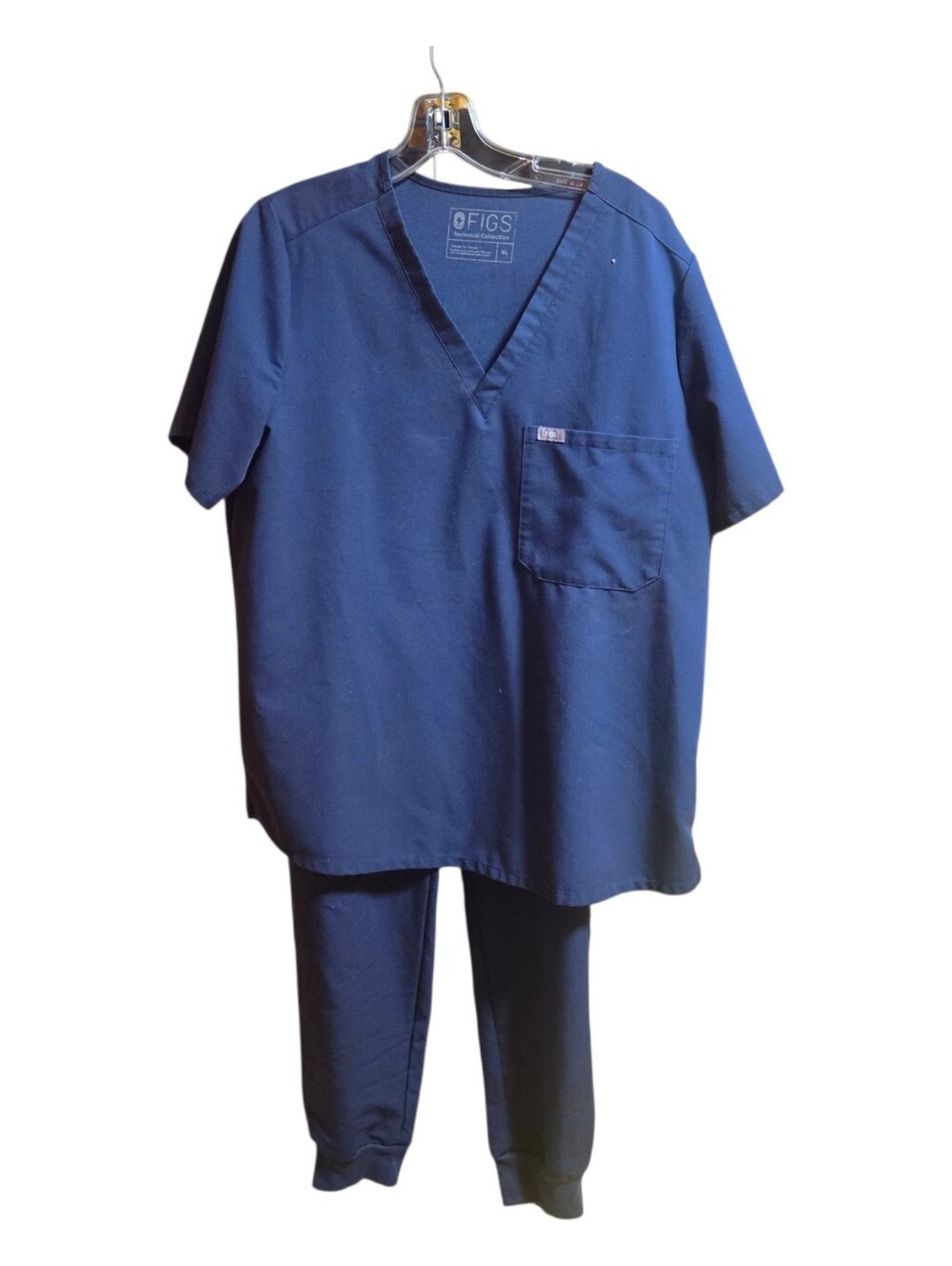 FIGS Technical Collection Navy Blue Scrub Set V-Neck Jogger Pants Size XL